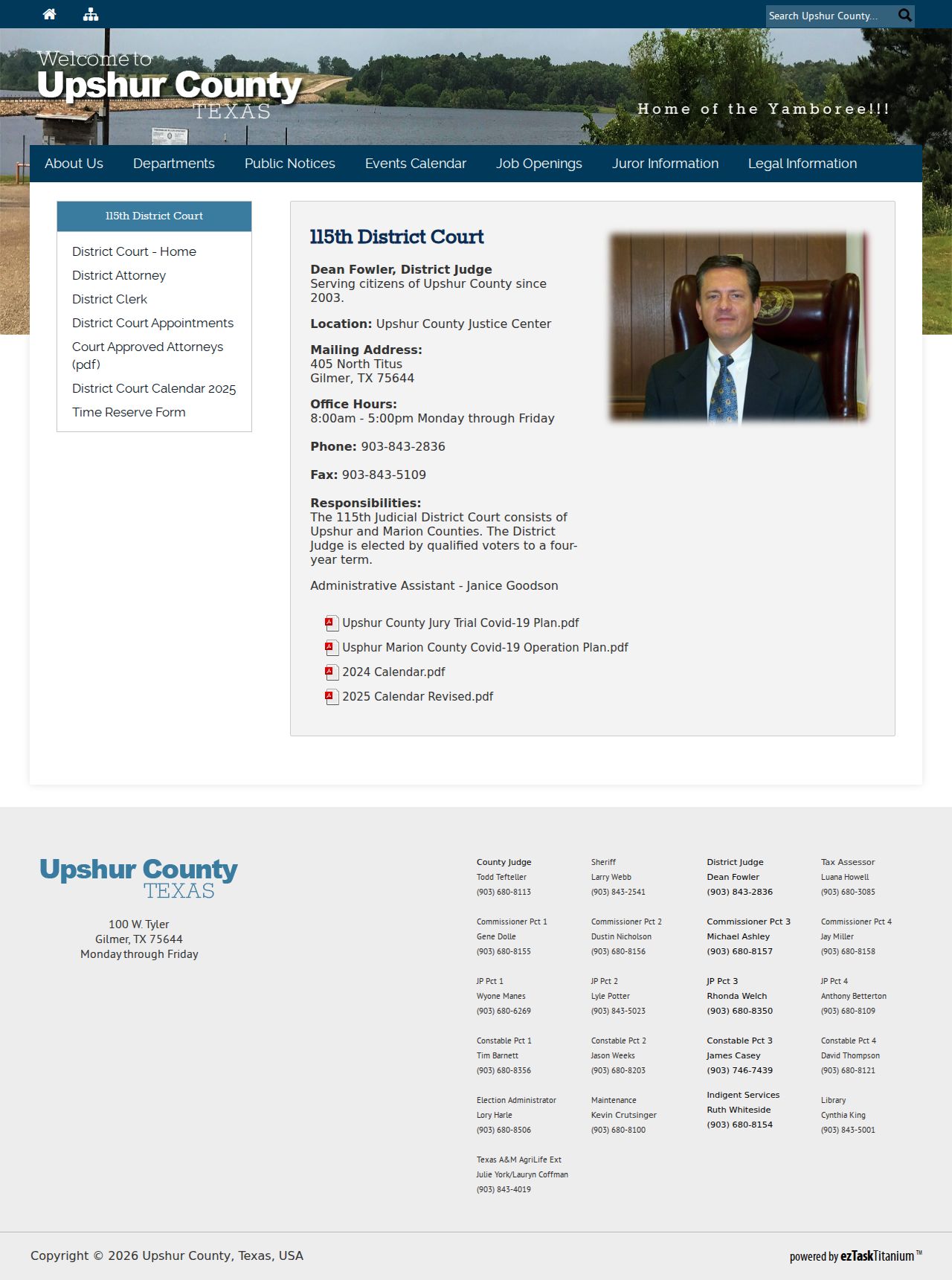 115th District Court source for Upshur County felony criminal records
