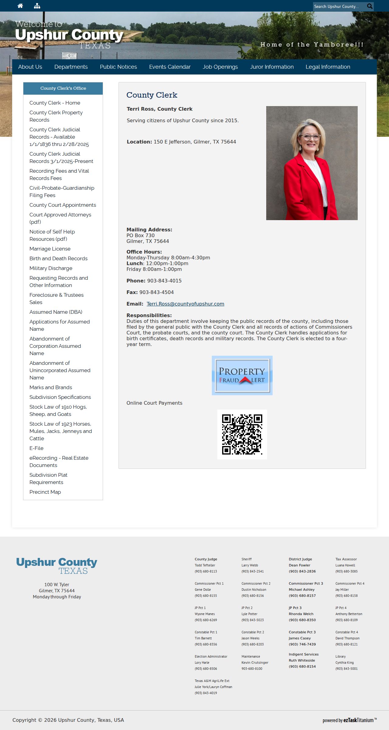 Upshur County misdemeanor criminal records at the County Clerk