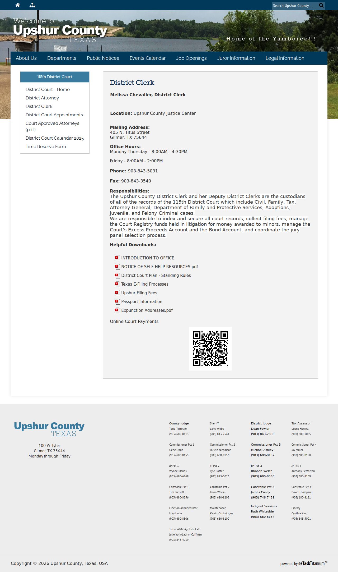 Upshur County criminal records information from the District Clerk